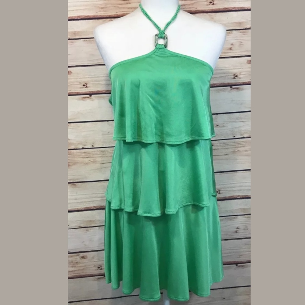 Green Tiered Jersey Dress or Long Top XS NWT